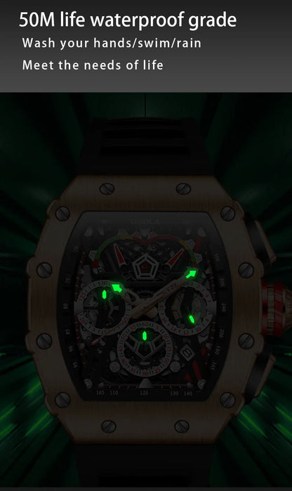 ONOLA 6827 Fashion Sports Quartz Men's Watch Waterproof Luminous Calendar Chronograph Watches for Men Relogios Masculino Часы
