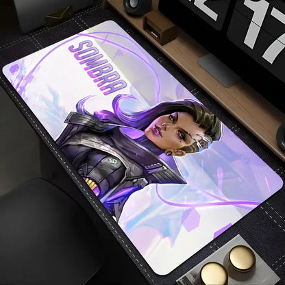 Tapete de Rato PC Overwatch Sombra Sexy Roxo Kawaii Menina Anime para Portátil e Teclado, Acessório Gaming para Secretária Gamer