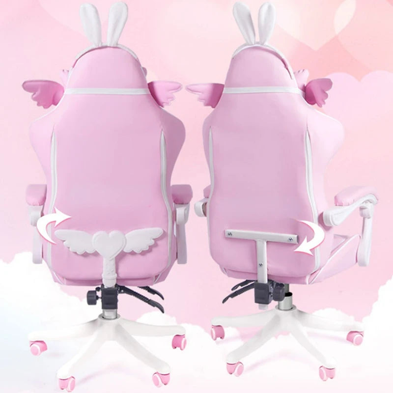 Pink Gaming Chair High-Quality Girls Cartoon Home Live Gamer Chair Comfortable Swivel Chair Adjustable Office Computer Chair