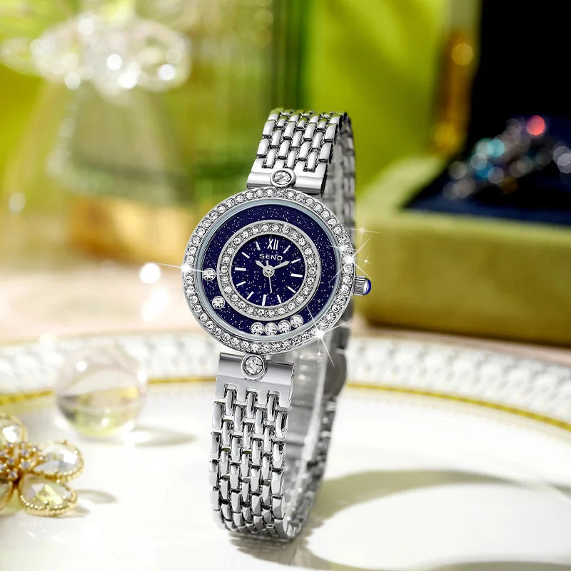 Women Bracelet Watches Silver Top Brand Luxury Ladies Wrist Watches Female Clock Full Steel Quartz Watches Elegant Fashion