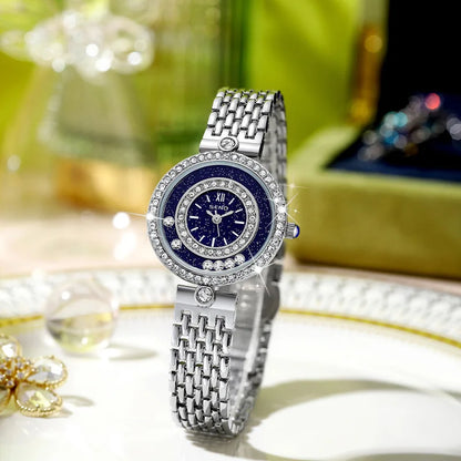 Women Bracelet Watches Silver Top Brand Luxury Ladies Wrist Watches Female Clock Full Steel Quartz Watches Elegant Fashion