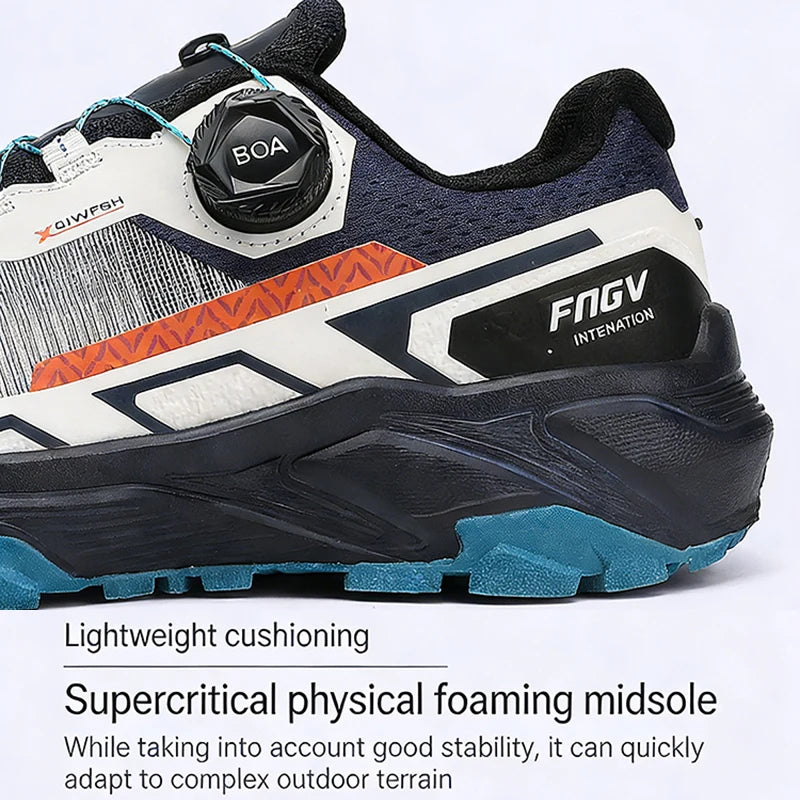 Men's Running Shoes with Rotating Buckle Breathable Mesh Lightweight Sneakers for Men Gym Workout Casual Waterproof Sports Shoes