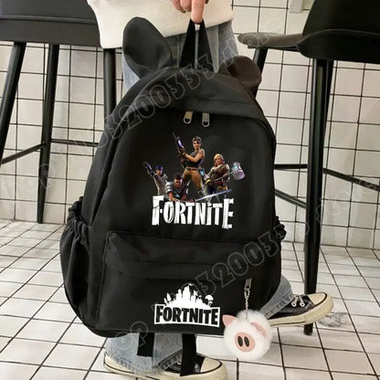 New Fortnite Cartoon Backpack Boy Girl Casual Schoolbag Large Capacity Student Bag Rabbit Ears Travel Backpack Stationery Gift
