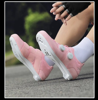 Cycling shoes road bike unisex, HsYixin breathable SPD self-locking non-slip racing road bike shoes flat MTB bicycle sneakers