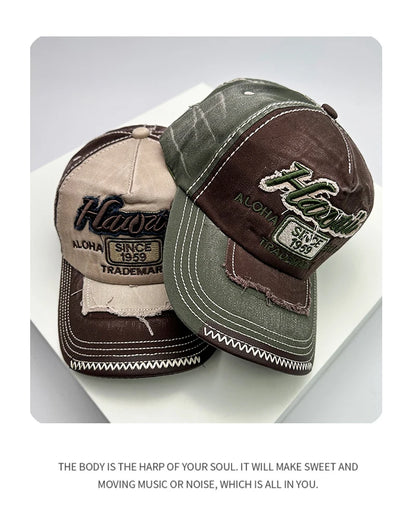 Korean Vintage Washing Men Women Baseball Hats Cotton Snapback Caps Embroidery New Versatile Fashion Letter Leisure Distress
