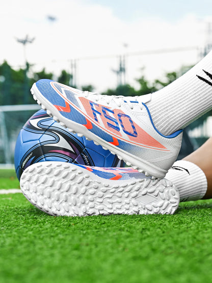 Breathable TF Soccer Shoes Men Women Kids PU+Fabric Non-Slip Wear-Resistant Rubber Sole Training Shoes