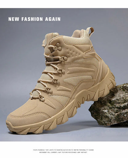 Botas Táticas de Combate Melhoradas para Homem, Calçado Outdoor de Treino, Campismo, Antidesgaste, Resposta Rápida, Caminhada, Pesca e Caça