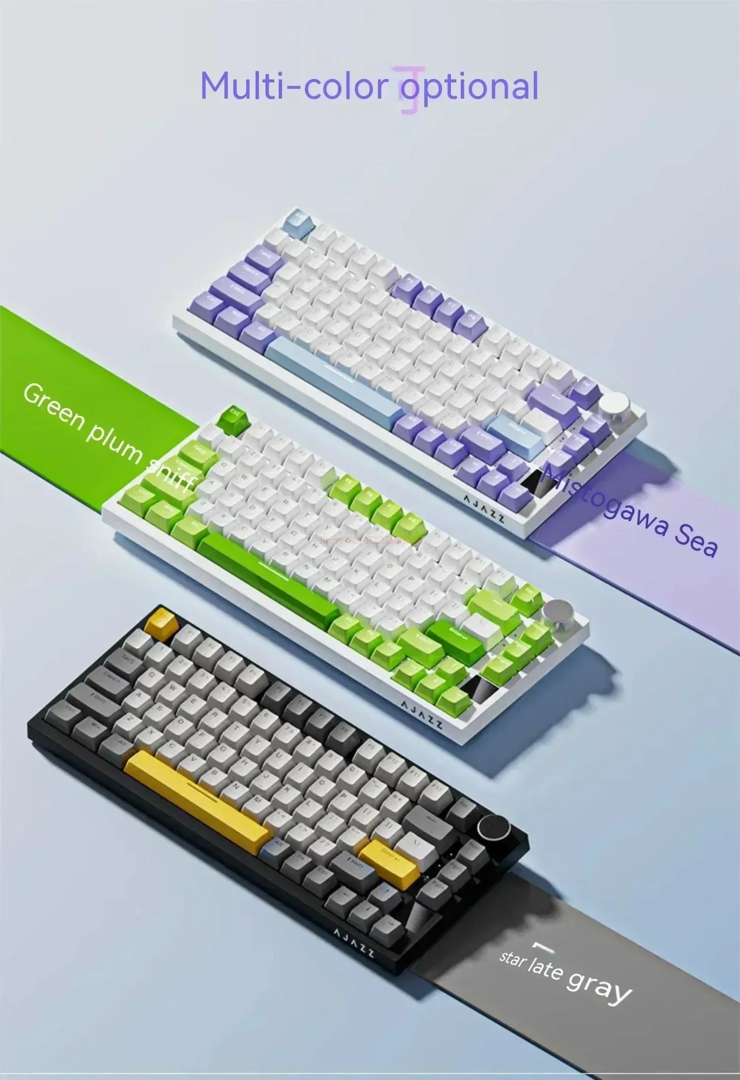 Ajazz AK820 Professional Mechanical Keyboard TFT Screen Multifunctional Knob Game Keyboard 3 Mode Hot Plug RGB Pad Office Gift