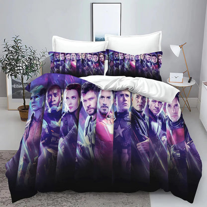 Conjunto de capa de edredão e fronhas The Avengers Hero para cama, decoração de quarto para adulto, menino ou menina, criança, solteiro ou casal, tamanho grande