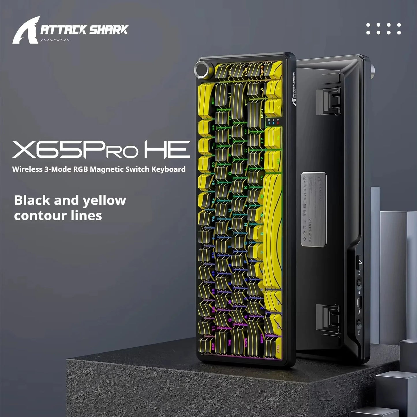 Attack Shark X65 PRO HE Magnetic Switch Keyboards 8K RT 0.001mm Side Engraving Bluetooth Wireless Gaming Keyboards Windows Mac PC