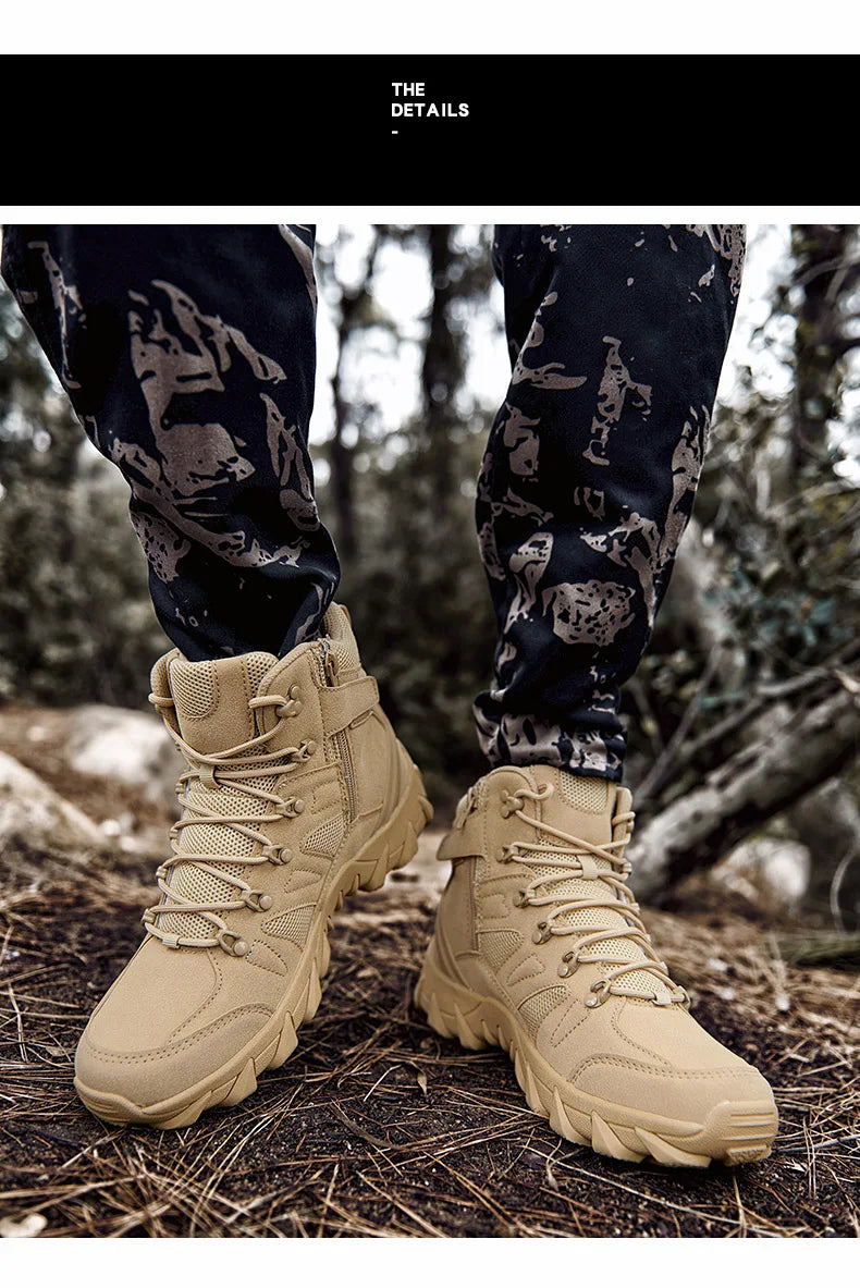 Botas Táticas de Combate Melhoradas para Homem, Calçado Outdoor de Treino, Campismo, Antidesgaste, Resposta Rápida, Caminhada, Pesca e Caça