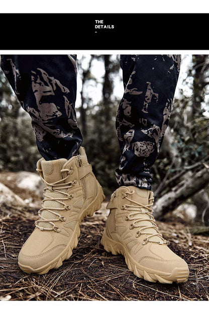 Botas Táticas de Combate Melhoradas para Homem, Calçado Outdoor de Treino, Campismo, Antidesgaste, Resposta Rápida, Caminhada, Pesca e Caça