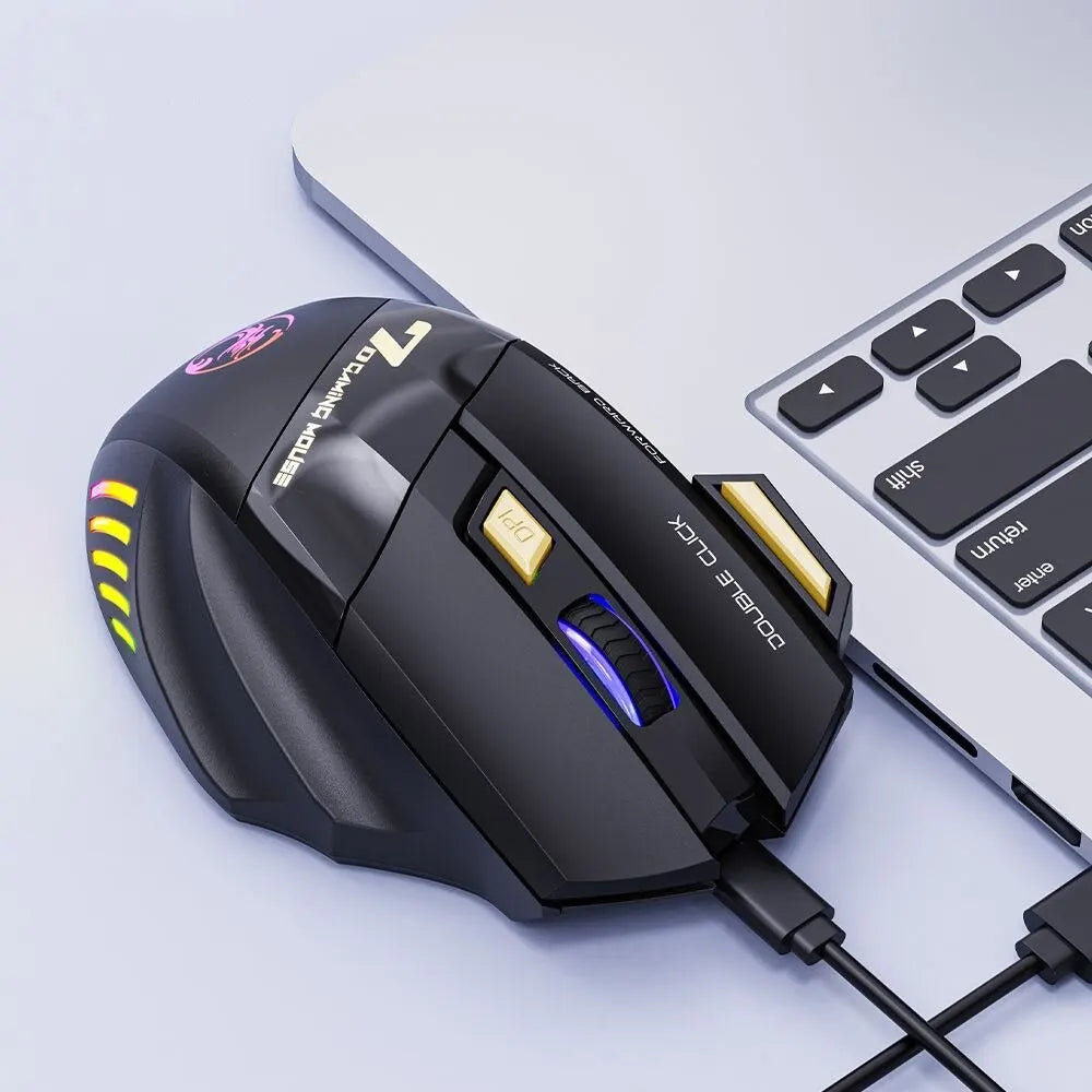 Rato Gaming Sem Fios USB IMICE GW-X7 3200DPI Modo Duplo Recarregável 7 Teclas 2.4Ghz Rato Silencioso Bluetooth LED Respirante de 7 Cores