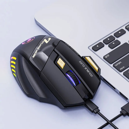 Rato Gaming Sem Fios USB IMICE GW-X7 3200DPI Modo Duplo Recarregável 7 Teclas 2.4Ghz Rato Silencioso Bluetooth LED Respirante de 7 Cores