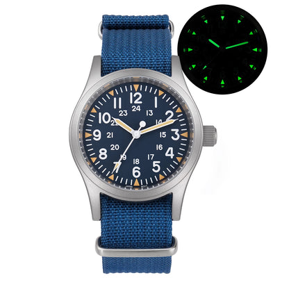 Militado ML05 Military Watch VH31 Sweep Movement Domed Sapphire Crystal Wristwatch High Clear AR Coating 38mm Vintage Watches