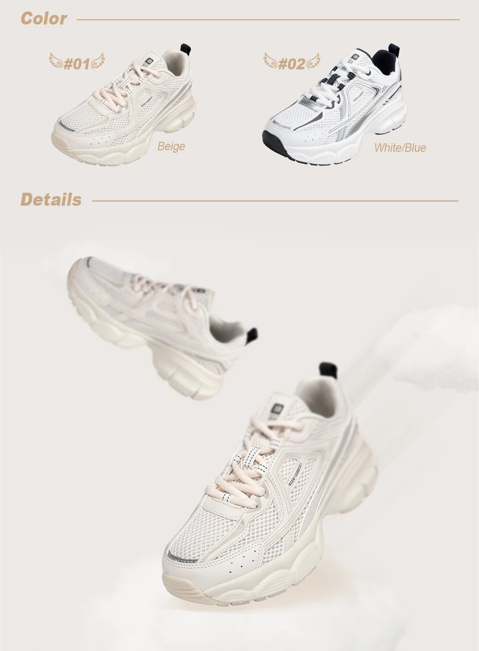 Baasploa Women Running Shoes Fashion Lightweight Mesh Non-slip Jogging Sneaker Female Outdoor Breathable Colorful Casual Shoes