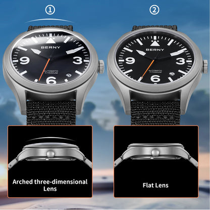 BERNY Full Titanium Automatic Watch for Men Sapphire AR Coated 10Bar Supper Luminous Men Wristwatch Sports Aviation Men Watches