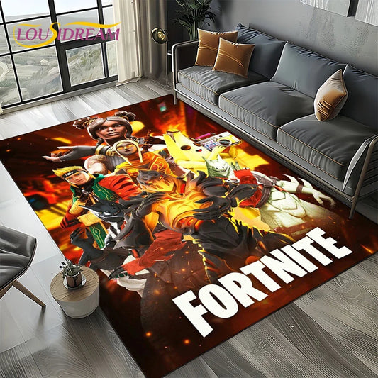 Tapete Fortnite-e de desenho animado, novo estilo 2025, para decoração de sala de estar e quarto, tapete de chão antiderrapante, decoração para sofá, capacho para crianças