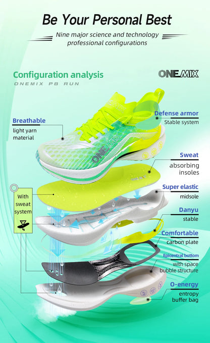ONEMIX Carbon Plate Marathon Running Racing Shoes Professional Stable Support Shock-relief Ultra-light Rebound Sneakers