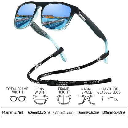 With Chain Fashion Vintage Glittering Material Square Sunglasses Men Women Fishing Driving Classic Brand Designer Sun Glasse