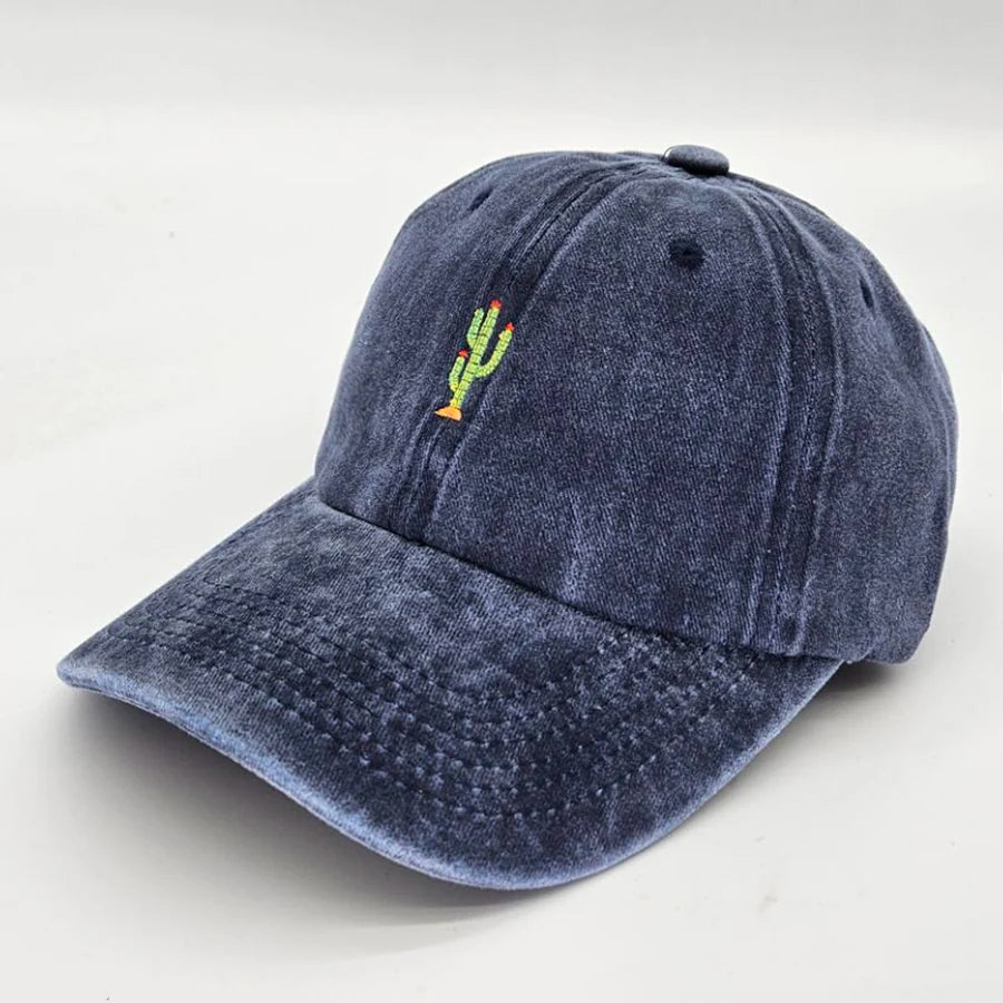 Casquette de baseball vintage souple avec broderie « Mini Cactus » pour homme et femme, effet délavé, pour le sport, la pêche, papa, visière, été, automne, casquette à visière