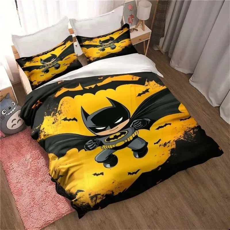 3D Printed B-Batman Bedding Set, Cartoon Duvet Cover and Pillowcases, Multiple Sizes, Bedroom Decor, Teen and Adult Gift