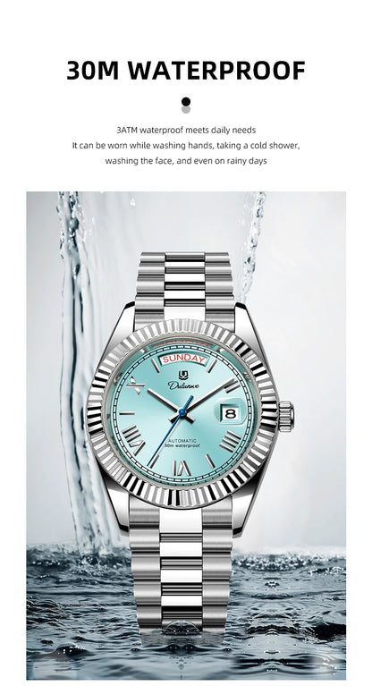 Top Brand Business Men's Watches Luxury Calendar Week Automatic Mechanical Watch for Man Waterproof Gold Stainless Steel