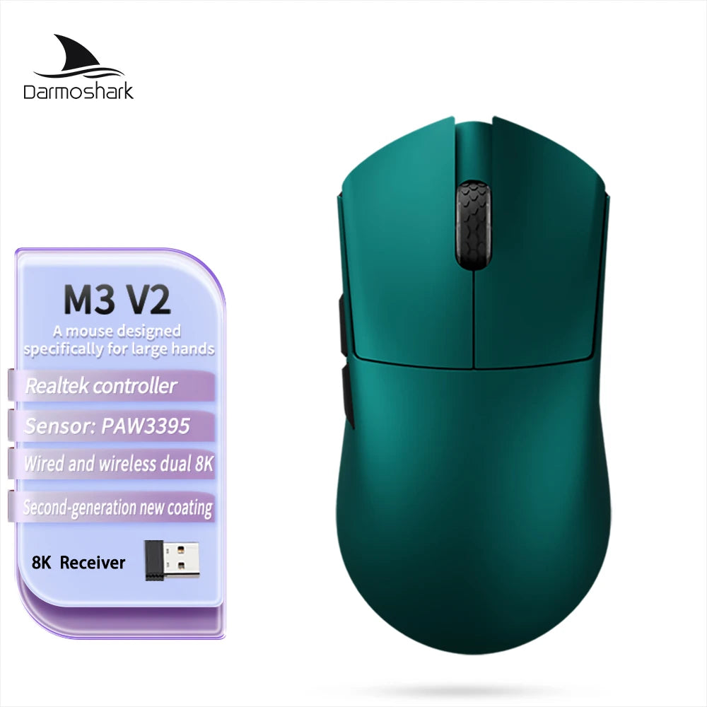 Darmoshark M3 V2 Gaming Mouse Wireless Tri-Mode 8K, PAW3395 Sensor, 26K DPI Ultra-Light Gaming Mouse for PC & Laptop