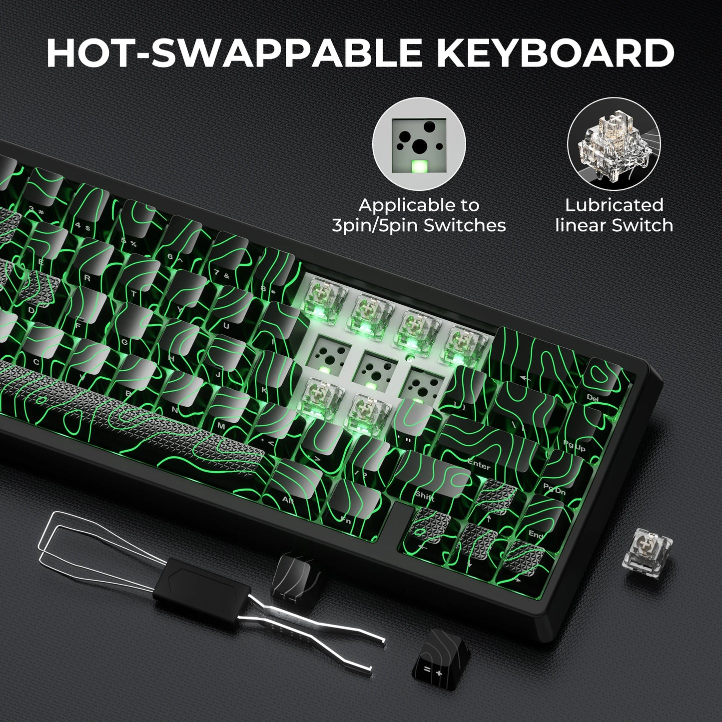 Teclado mecânico XVX M67 JadeStone com teclas IMD-Tech, hot-swappable, gasket, tri-mode, RGB personalizado, sem fios, 65%