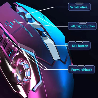 Rato Gaming Mecha Sem Fios Bluetooth 2.4G USB Recarregável Silencioso com Retroiluminação — Rato Ergonómico para Escritório e Acessórios de Jogo