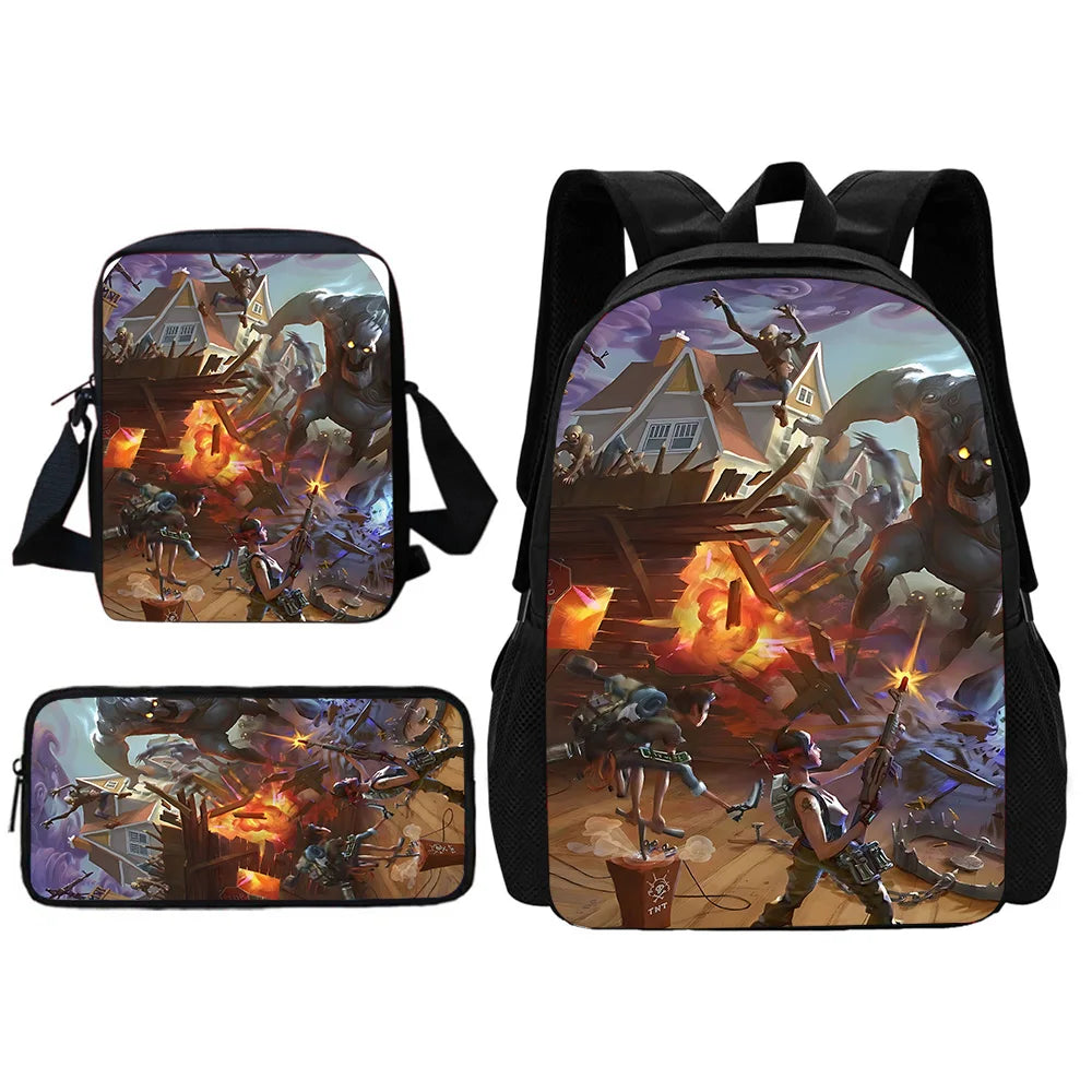 Hot Game Shooting Fortnites Child School Backpack With Shoulder Bag Pencil Bags School Bags for Boys Girls Best Gift