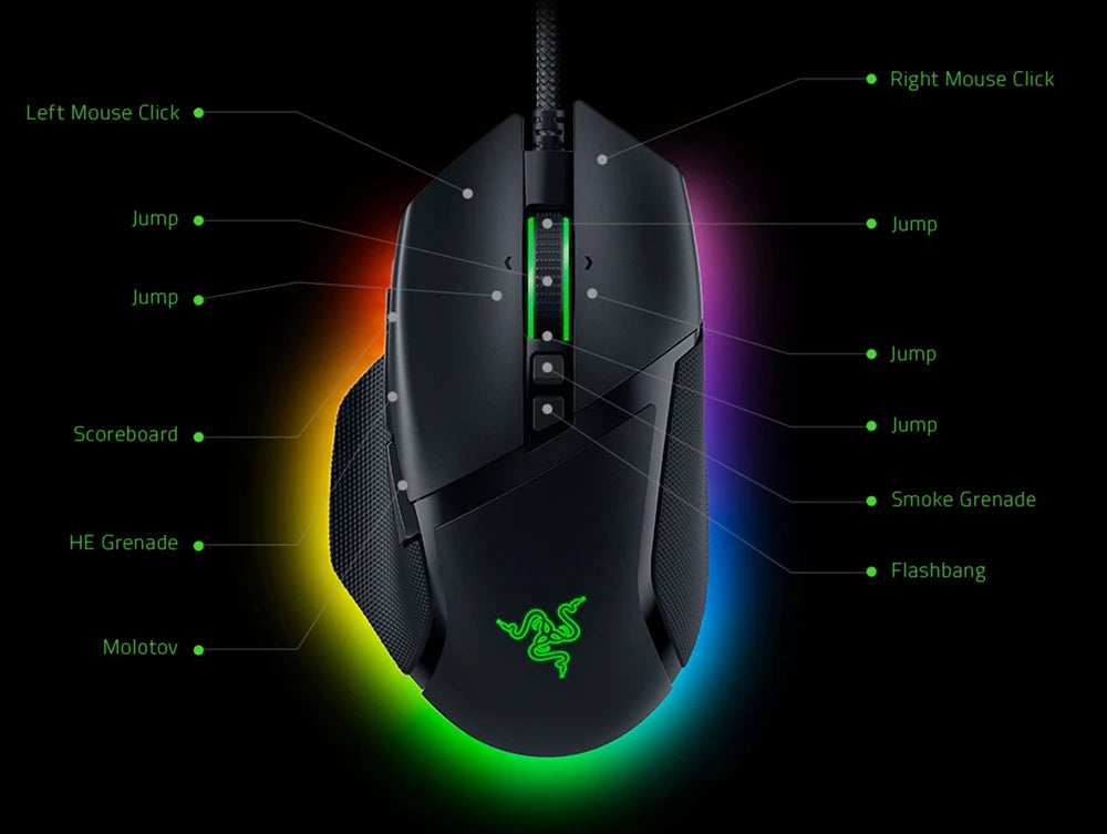 Razer Basilisk V3 Wired Gaming Mouse, 26000 DPI Optical Gaming Mouse with RGB Lighting, 11 Programmable Buttons, Ergonomic Wired Gaming Mouse for PC & Laptop