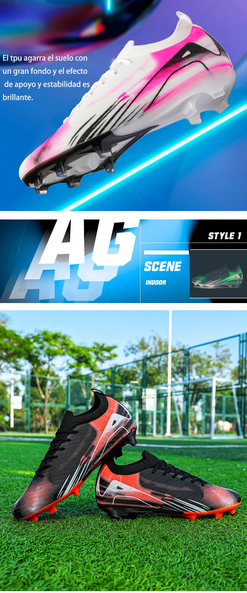 New Men Football Boots FG Non-Slip Training Shoes Soccer Cleats Long Spikes Soccer Shoes Ultralight Outdoor Drop Shipping