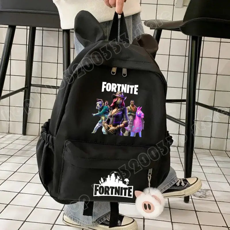 New Fortnite Cartoon Backpack Boy Girl Casual Schoolbag Large Capacity Student Bag Rabbit Ears Travel Backpack Stationery Gift