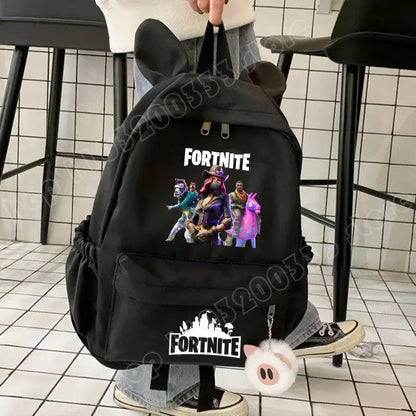 New Fortnite Cartoon Backpack Boy Girl Casual Schoolbag Large Capacity Student Bag Rabbit Ears Travel Backpack Stationery Gift