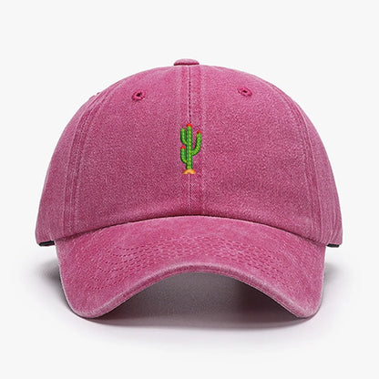 Casquette de baseball vintage souple avec broderie « Mini Cactus » pour homme et femme, effet délavé, pour le sport, la pêche, papa, visière, été, automne, casquette à visière