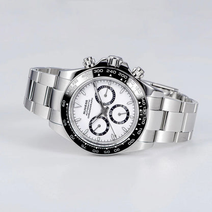 Sugess Panda Chronograph Movement Automatic Mechanical Chronograph Wristwatch Waterproof Diving Men Watches Ceramic Bezel Tona