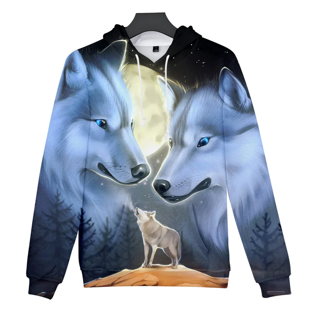 Classic Dolphins tigers wolves galloping horses animal 3D Print Hoodies Long Sleeve Sweatshirts Adult/Child Casual Pullovers