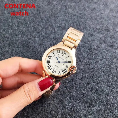 New Brand Luxury Stainless Steel Men and Women Luxury Atmosphere Quartz Watches Fashion Blue Balloon Women Date Watch Suit