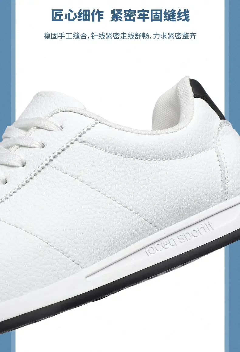 Leisure Running Summer Fashion Anti Slip Mountaineering PU Leather Sports Shoes Tennis Trend  Hot Selling Men White Flat Shoes