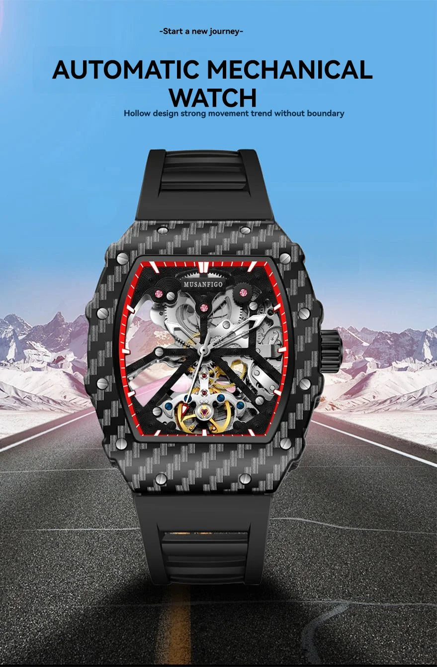 Fully automatic skeleton mechanical watch, fashionable personality, luxury hot men's watch, casual business watch