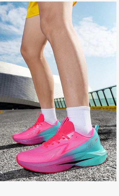 Running Shoes Carbon Board Speciality Marathon Men Sports Reticular Breathable Lightweight Women's Athletic Nonskid Sneakers