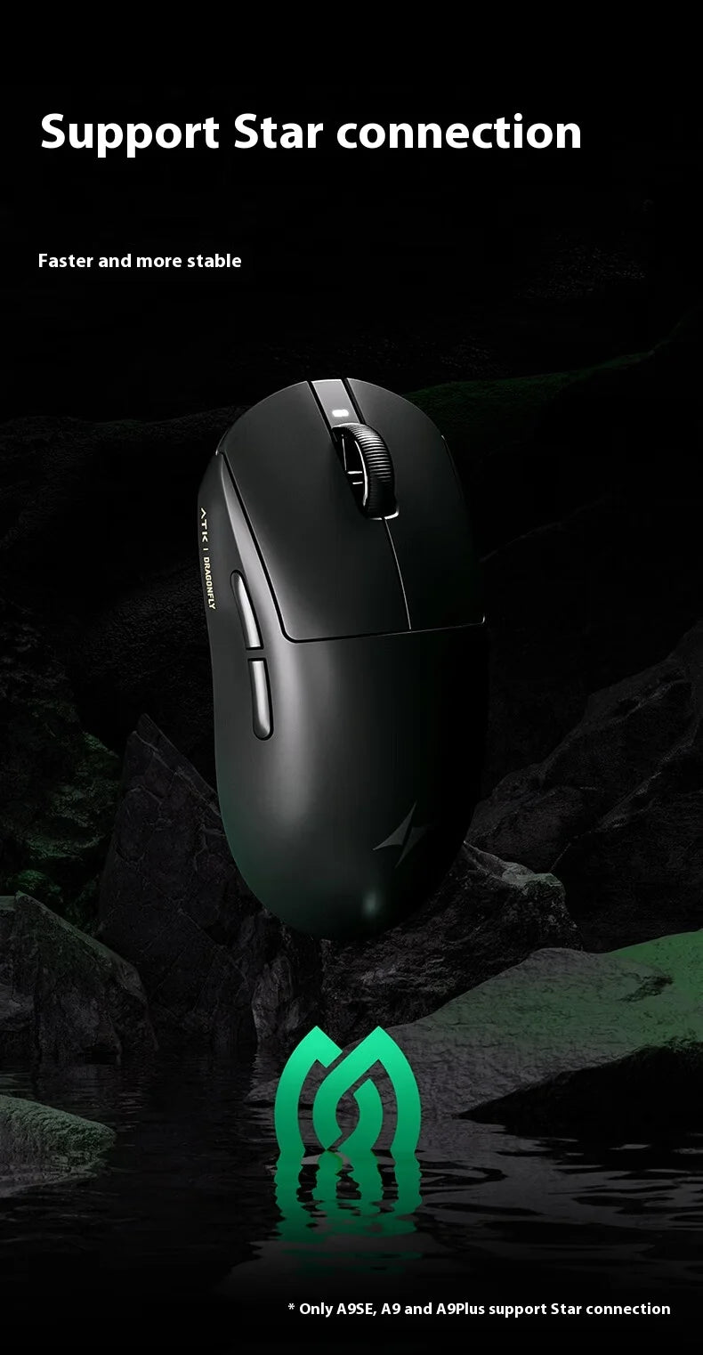 Rato Gaming Sem Fios ATK A9 Plus A9/A9 SE/A9 Pro Tri-Mode 8K Leve A9 Ultimate E-sports PC Presente Personalizado