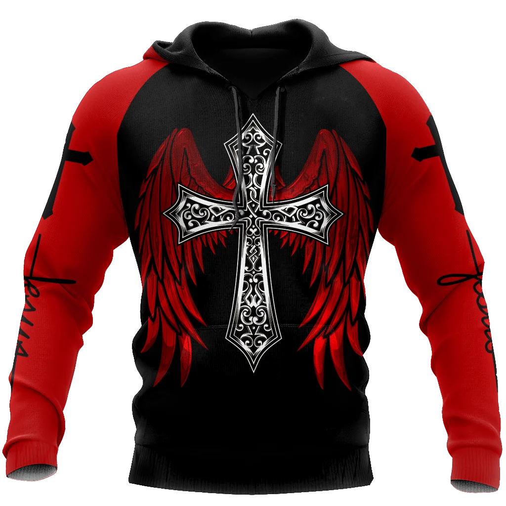 Oversized Tattoo Skeleton Cross Terror Red 3D Printed Men's Hoodie Sweatshirt Casual Tracksuits Raven Bad Wolf Animal Clothing
