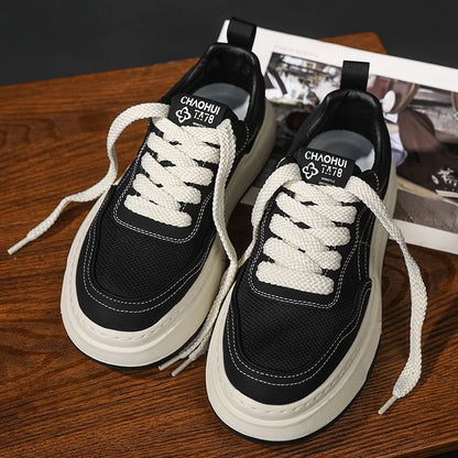 Sneakers da uomo ultraleggere in rete traspirante, scarpe casual alla moda con suola spessa, comode scarpe da ginnastica stringate per camminare tutti i giorni