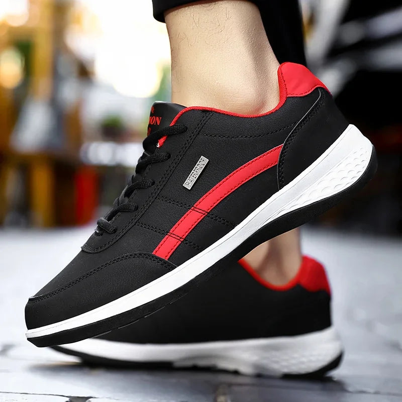 Leather Sneakers for Men, Casual Shoes, Soft Bottom, Outdoor Walking Shoe, Sports, Four Seasons