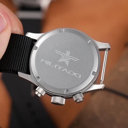Militado ML1868KF Quartz Watch VK67 Chronograph Movement Military 3 Dial Vintage Watch 100m Waterproof Sapphire Crystal Watches