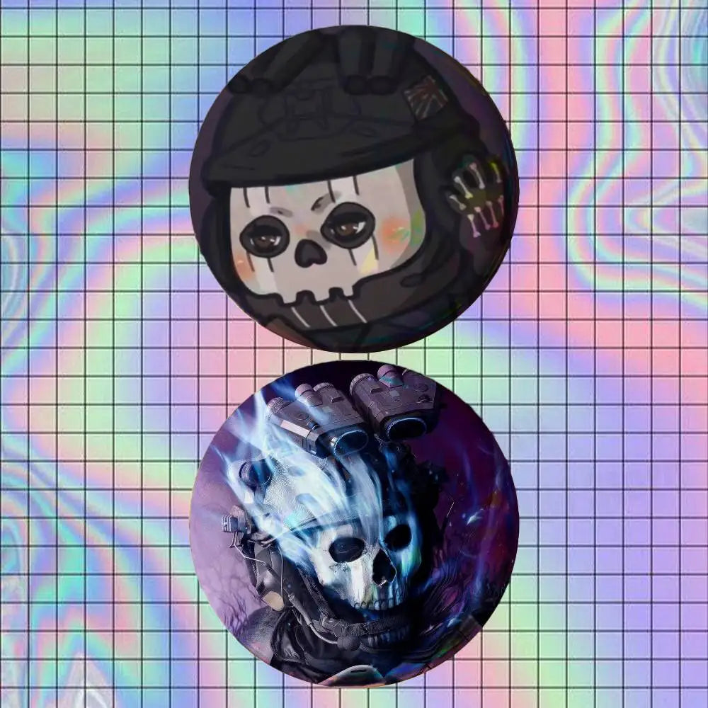 Game COD Call Of D-Duty Ghost Brooches for Backpack Accessories 25,32,44,58,75mm Round Enamel Pins 2-piece set Cartoon Badge