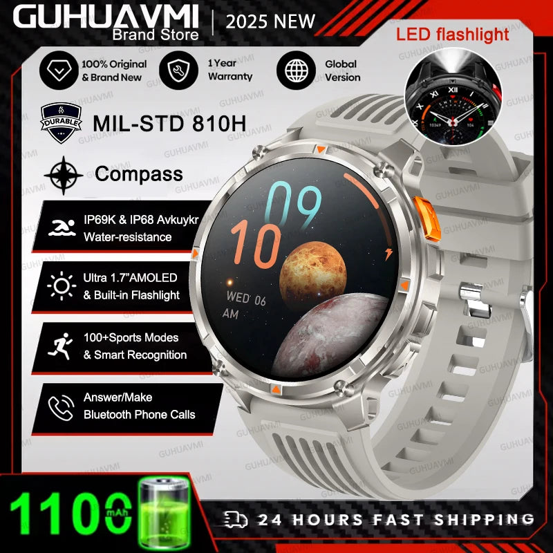 New Original 1100mAh Battery Men Smart Watch Outdoor GPS 10ATM Waterproof Bluetooth Call Sport Smartwatch For Android IOS Phones