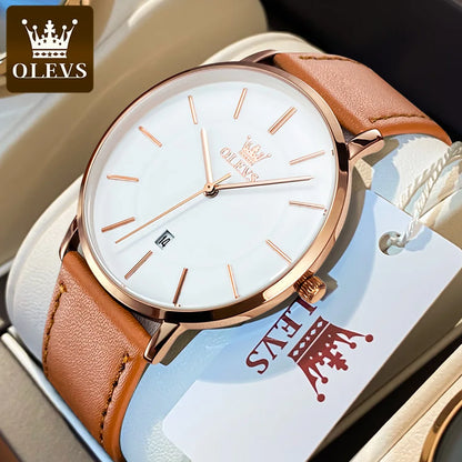 OLEVS 5869 Men's Watch Japan Quartz Movement Thin Case Fashion Waterproof Watch For Men Calendar Simple Original Male Wristwatch